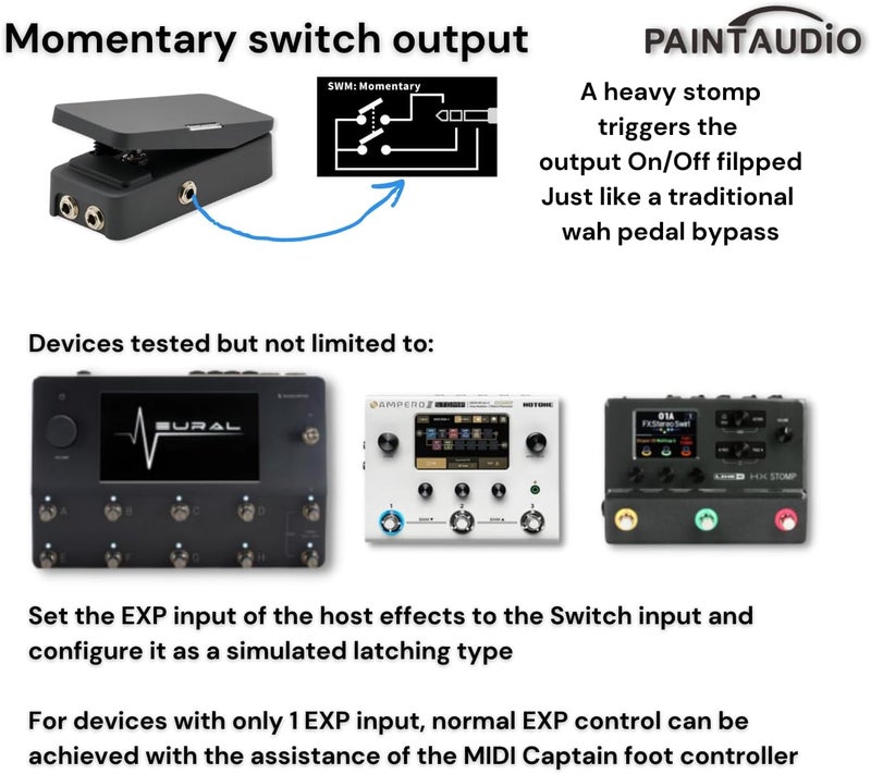 PAINTAUDIO Paint Audio Foot Captain Dual Outputs Expression Pedal Multi-effects Compatible for Tip/Ring Connection (Foot Captain-SWM) - Image 4